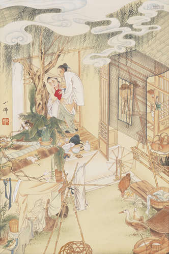 Chinese Figure Painting by Hu Yefo