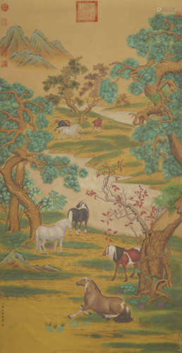 Chinese Horse Painting by Giuseppe Castiglione