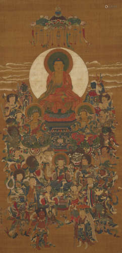 Chinese Buddha Painting by Ding Guanpeng