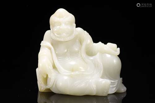 Carved White Jade Arhat Statue