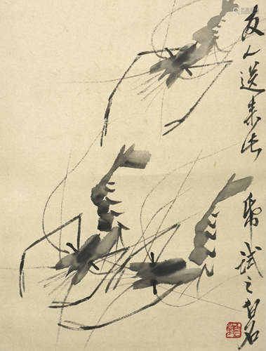 The Shrimps，Painting by Qi Baishi