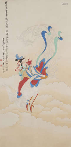 Chinese Apsaras Painting by Zhang Daqian