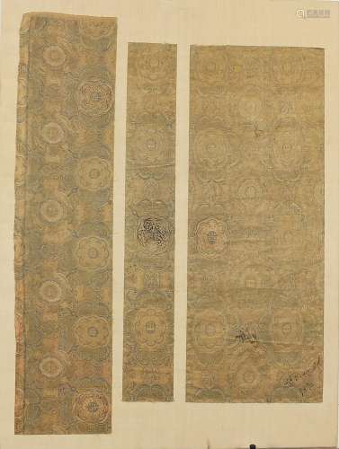 Three Chinese textile panels embroidered with bats, dragons ...