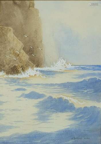 H Holland-Hulke - Cornish coast, watercolour, Sunbeam Photo ...