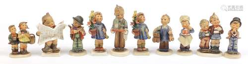 Ten Goebel Hummel figures, the largest 14.5cm high