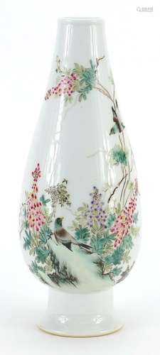 Chinese porcelain vase hand painted in the famille rose pale...