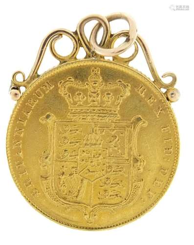 William IV 1825 shield back gold sovereign with pendant moun...