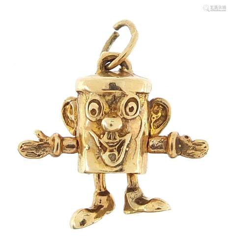 9ct gold Dusty Bin charm, 1.5cm high, 2.5g