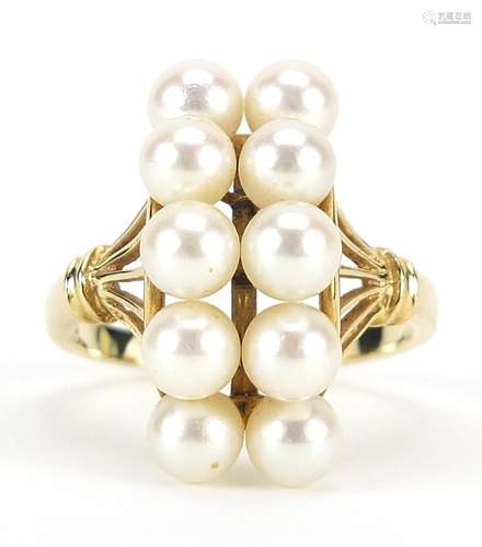 14ct gold Mikimoto cultured pearl ring, size N, 5.7g