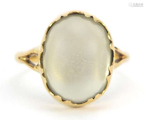 Antique unmarked gold cabochon moonstone ring, (tests as 15c...