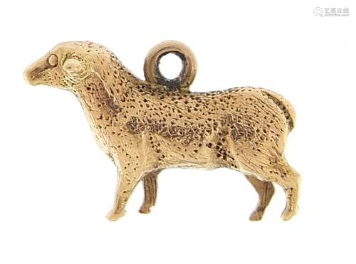 Unmarked gold lamb charm, (tests as 9ct gold) 1.8cm in lengt...