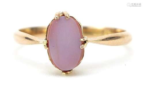 Antique 9ct gold hardstone ring, size O, 1.5g