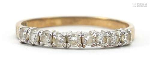 9ct gold clear stone half eternity ring, size N, 1.4g
