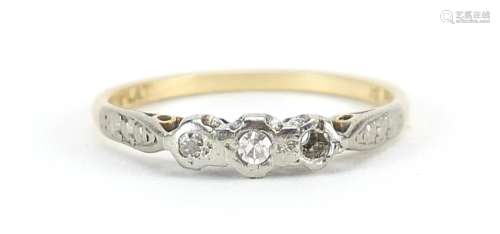 18ct gold and platinum diamond ring, size M, 1.8g