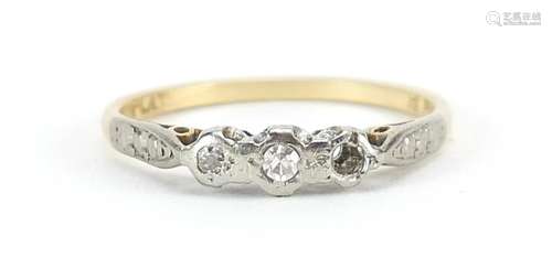 18ct gold and platinum diamond ring, size M, 1.8g