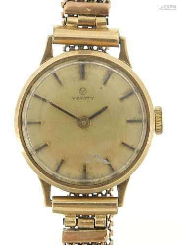 9ct gold ladies Verity wristwatch with 9ct gold strap, 20mm ...