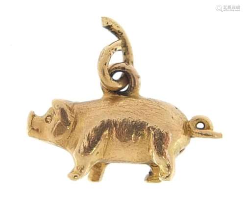 Unmarked gold pig charm, (tests as 9ct gold ) 1.6cm in lengt...