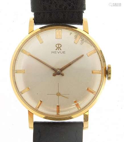 Revue, gentlemens 18ct gold manual wristwatch, the case numb...