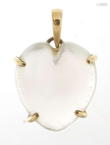 9ct gold moonstone love heart pendant, 2.5cm high, 3.1g