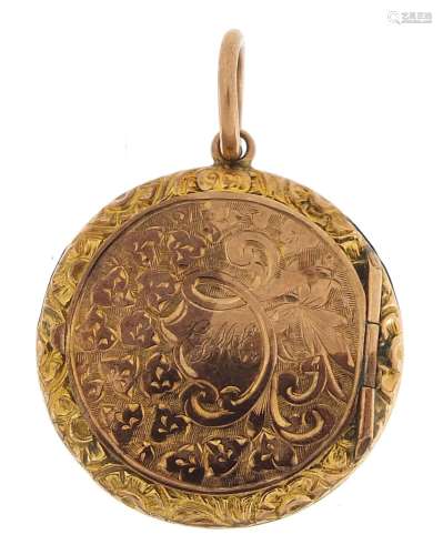Victorian 9ct gold circular locket, 2.6cm in diameter, 6.0g
