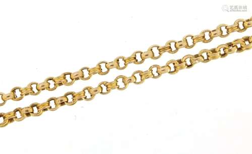 9ct gold Belcher link necklace, 46.5cm in length, 3.2g
