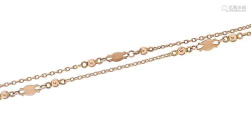 9ct rose gold necklace, 40cm in length, 2.8g