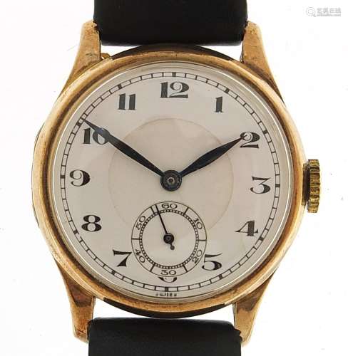 Hefik, gentlemens 9ct gold wristwatch with subsidiary dial, ...
