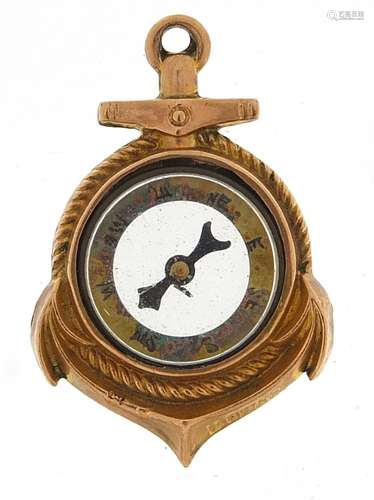 Naval interest 9ct gold compass, 3.2cm high, 4.0g