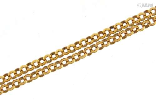 9ct gold Belcher link necklace, 50cm in length, 8.0g