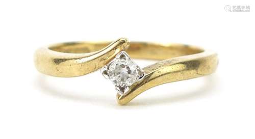 9ct gold diamond solitaire ring, impressed .10 to the shank,...