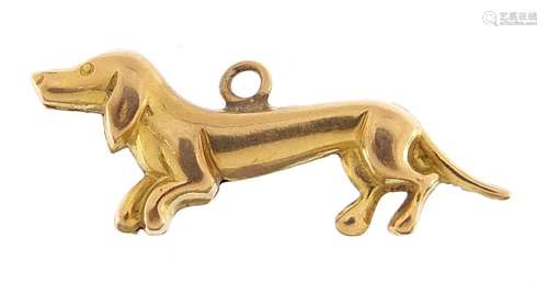 9ct gold Dachshund charm, 2.5cm in length, 1.2g