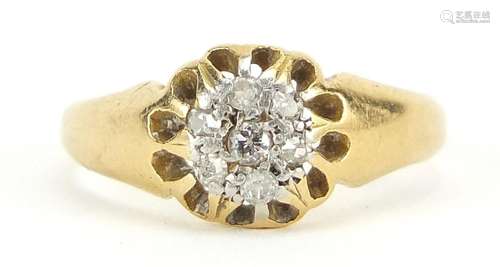 18ct gold diamond cluster ring, size L, Birmingham 1918, 3.1...