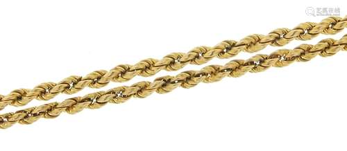 9ct gold rope twist necklace, 40cm in length, 6.6g