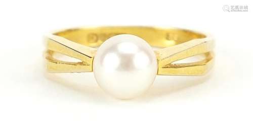 9ct gold cultured pink pearl ring, size L, 2.5g