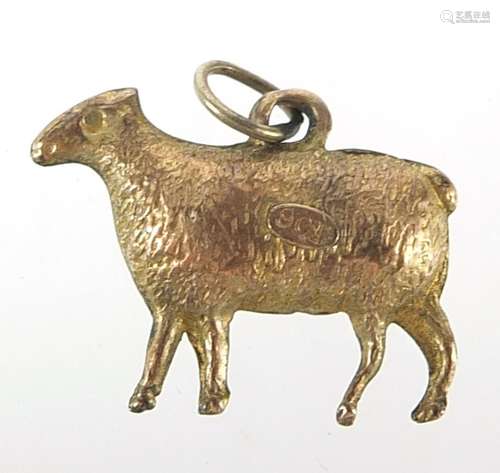 9ct gold sheep charm, 1.9cm in length, 0.7g