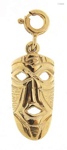 9ct gold mask charm. 1.6cm high, 1.0g