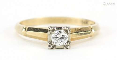 14ct gold diamond solitaire ring, size M/N, 1.5g