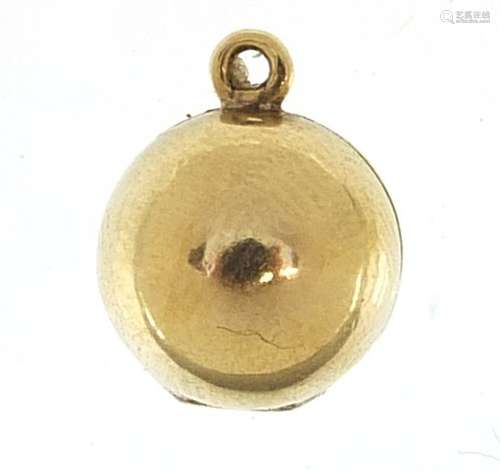 Unmarked gold poison ball charm, 1.2cm high, 1.1g