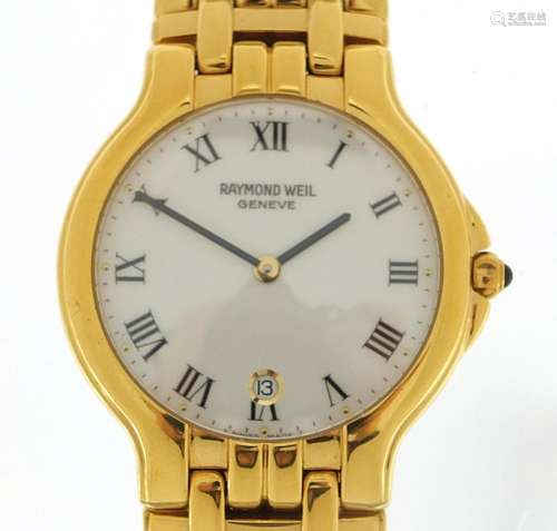 Raymond Weil, gentlemens 18ct gold plated quartz wristwatch ...