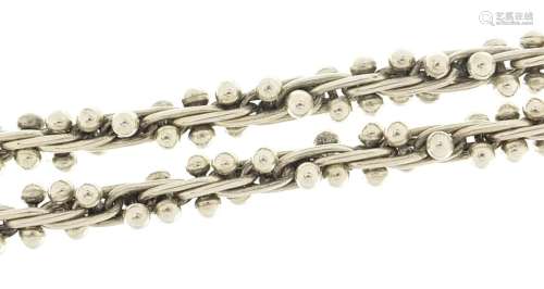 Heavy Modernist silver necklace, 45cm in length, 84.5g