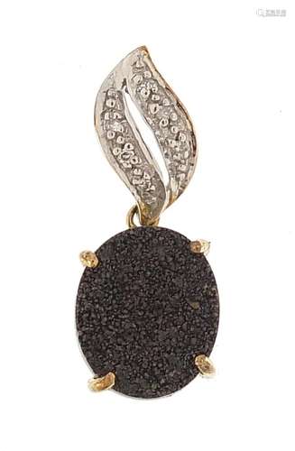 9ct gold diamond and mineral pendant, 2.2cm high, 1.4g