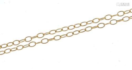 9ct gold necklace, 46cm in length, 0.8g