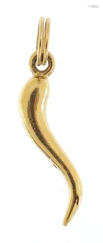 9ct gold horn of plenty charm, 2.4cm high, 1.5g