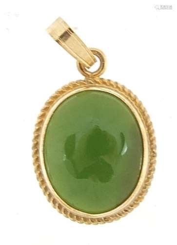 9ct gold cabochon green jade pendant, 1.8cm high, 1.4g