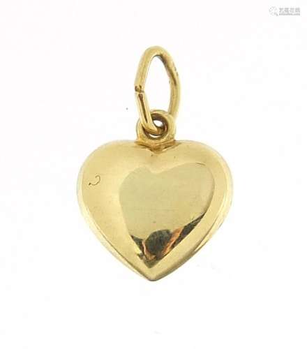 14ct gold love heart charm, 1.2cm high, 0.3g