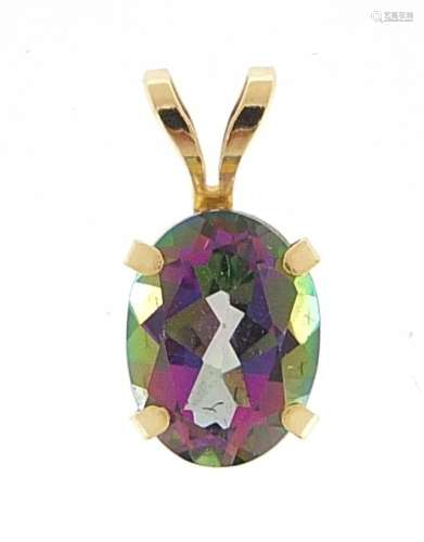 9ct gold mystic topaz pendant, 1.2cm high, 0.4g