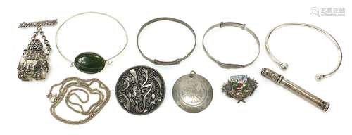 Silver and white metal jewellery and objects including chris...