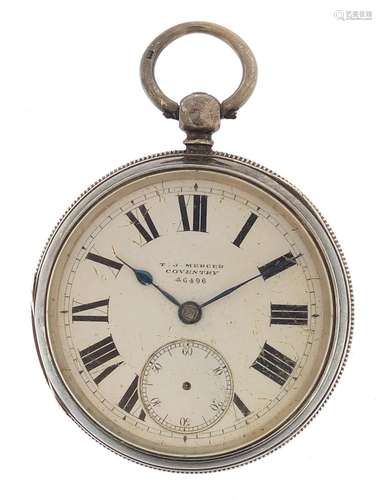 T J Mercer, silver open face pocket watch with fusee movemen...