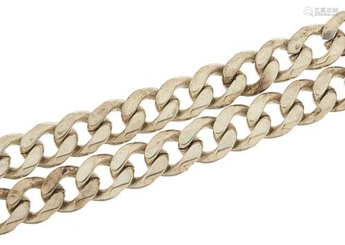 Heavy silver curb link necklace, 50cm in length, 97.4g