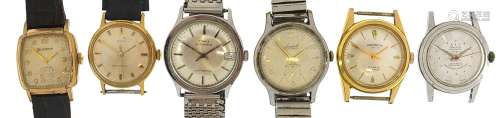 Six vintage gentlemens wristwatches comprising Herlin, Wineg...